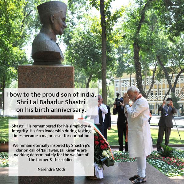 PM Bows To Former Prime Minister Of India Shri Lal Bahadur Shastri On