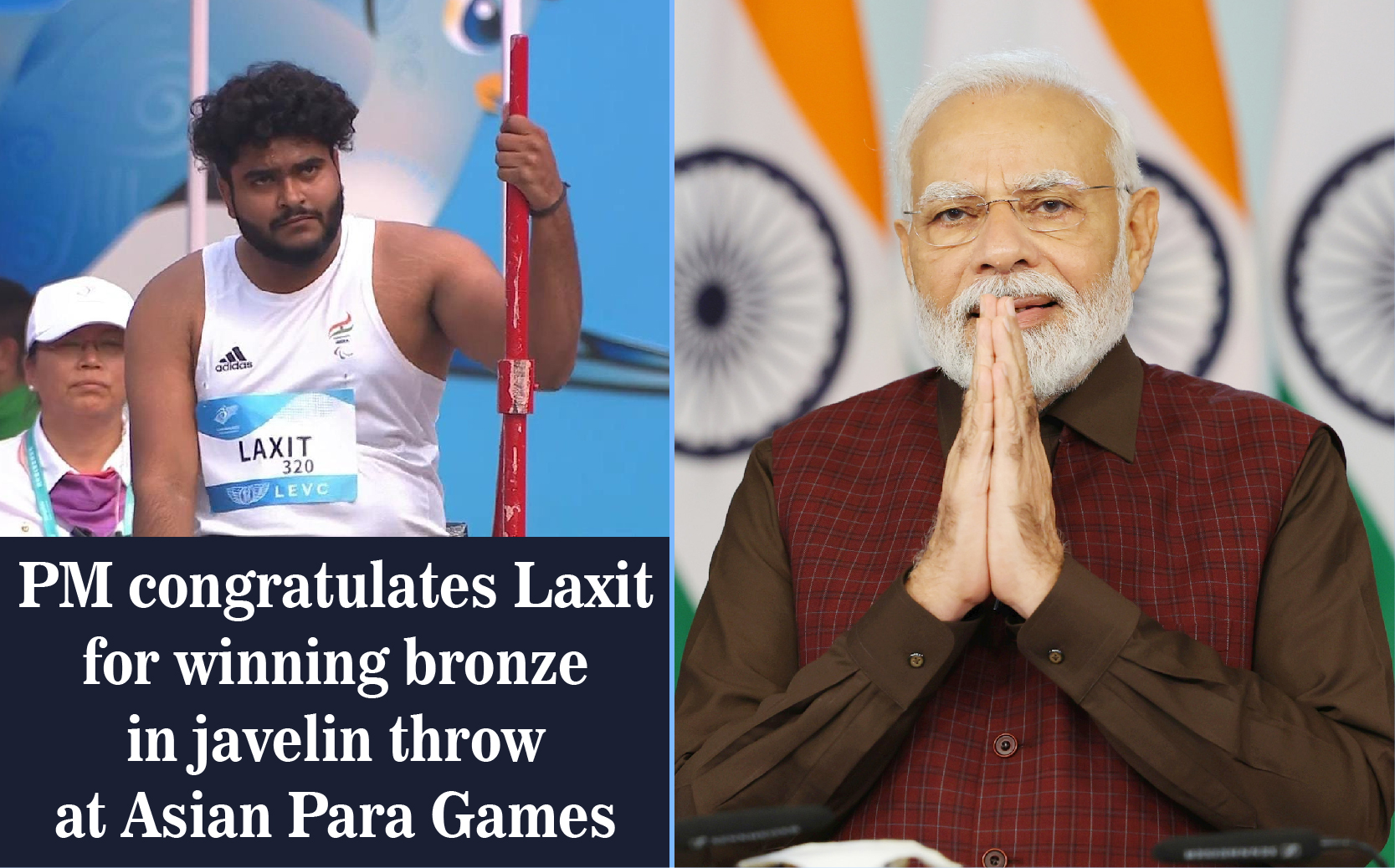 PM Congratulates Laxit For Winning Bronze In Javelin Throw At Asian