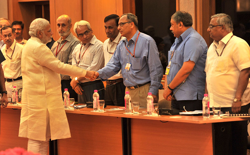 The Prime Minister, Shri Narendra Modi being introduced to the Secretaries to the Government of India, before the meeting with the Secretaries, in New Delhi on June 04, 2014