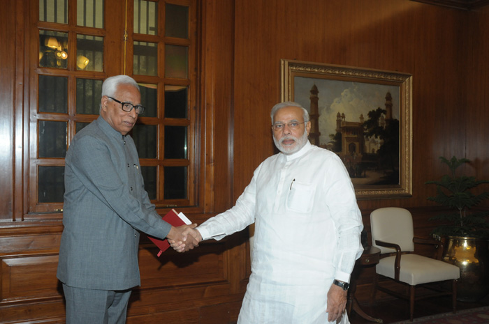 The Governor of Jammu & Kashmir, Shri N. N. Vohra calling on the Prime Minister, Shri Narendra Modi, in New Delhi on May 30, 2014. 