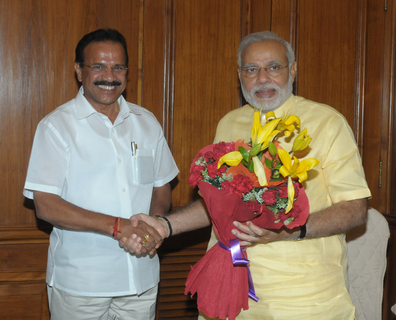 The Union Minister for Railways, Shri D. V. Sadananda Gowda called on the Prime Minister, Shri Narendra Modi, in South Block, on May 29, 2014