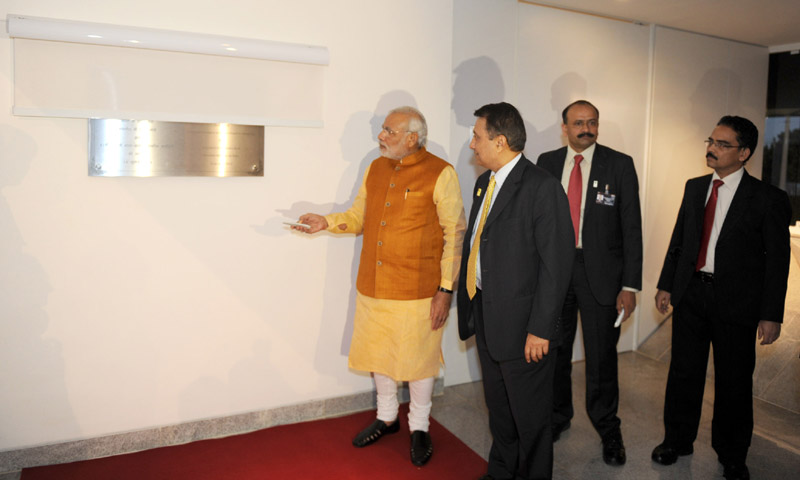 The Prime Minister, Shri Narendra Modi inaugurating the New Chancery Building of the Indian Embassy, at Brasilia, in Brazil on July 16, 2014