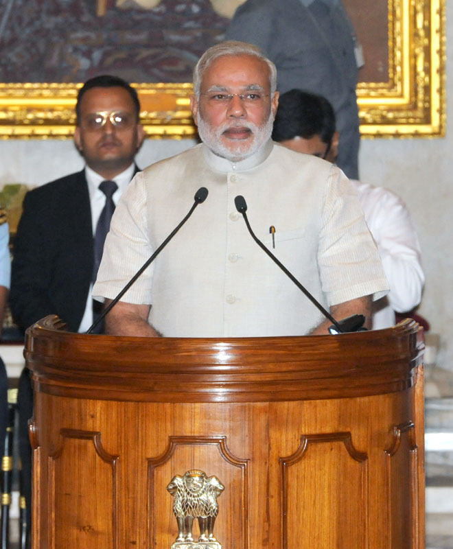 The Prime Minister, Shri Narendra Modi addressing at the release of the books (a) &lsquo;Thoughts and Reflections&rsquo;-a compilation of Quotes of the President (b) &lsquo;Winged Wonders of Rashtrapati Bhavan&rsquo; on the birds of the President&rsquo;s Estate and (c) &lsquo;Indradhanush&rsquo; on the cultural events organized in Rashtrapati Bhavan, on the occasion of completion of two years of Presidency of Shri Pranab Mukherjee, at Rashtrapati Bhavan, in New Delhi on July 25, 2014