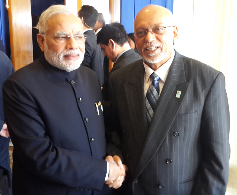The Prime Minister, Shri Narendra Modi meeting the President of Co-operative Republic of Guyana, Mr. Donald Ramotar, on the sidelines of the Sixth BRICS Summit, at Brasilia, in Brazil on July 16, 2014
