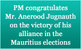 PM congratulates Mr. Anerood Jugnauth on the victory of his alliance in the Mauritius elections