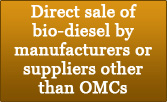 Direct sale of bio-diesel by manufacturers or suppliers other than OMCs