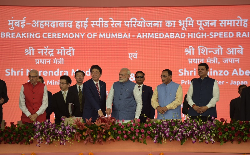 PM Modi and Japanese PM Abe lay foundation stone for India’s first High Speed Rail project