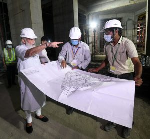 PM conducts on-site inspection and reviews ongoing construction work of new Parliament building