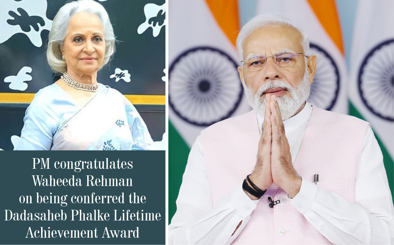 PM Congratulates Waheeda Rehman On Being Conferred The Dadasaheb Phalke ...