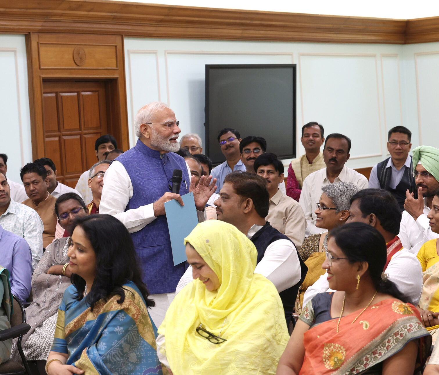 PM interacting with National Awardee Teachers 2024, in New Delhi on September 06, 2024.