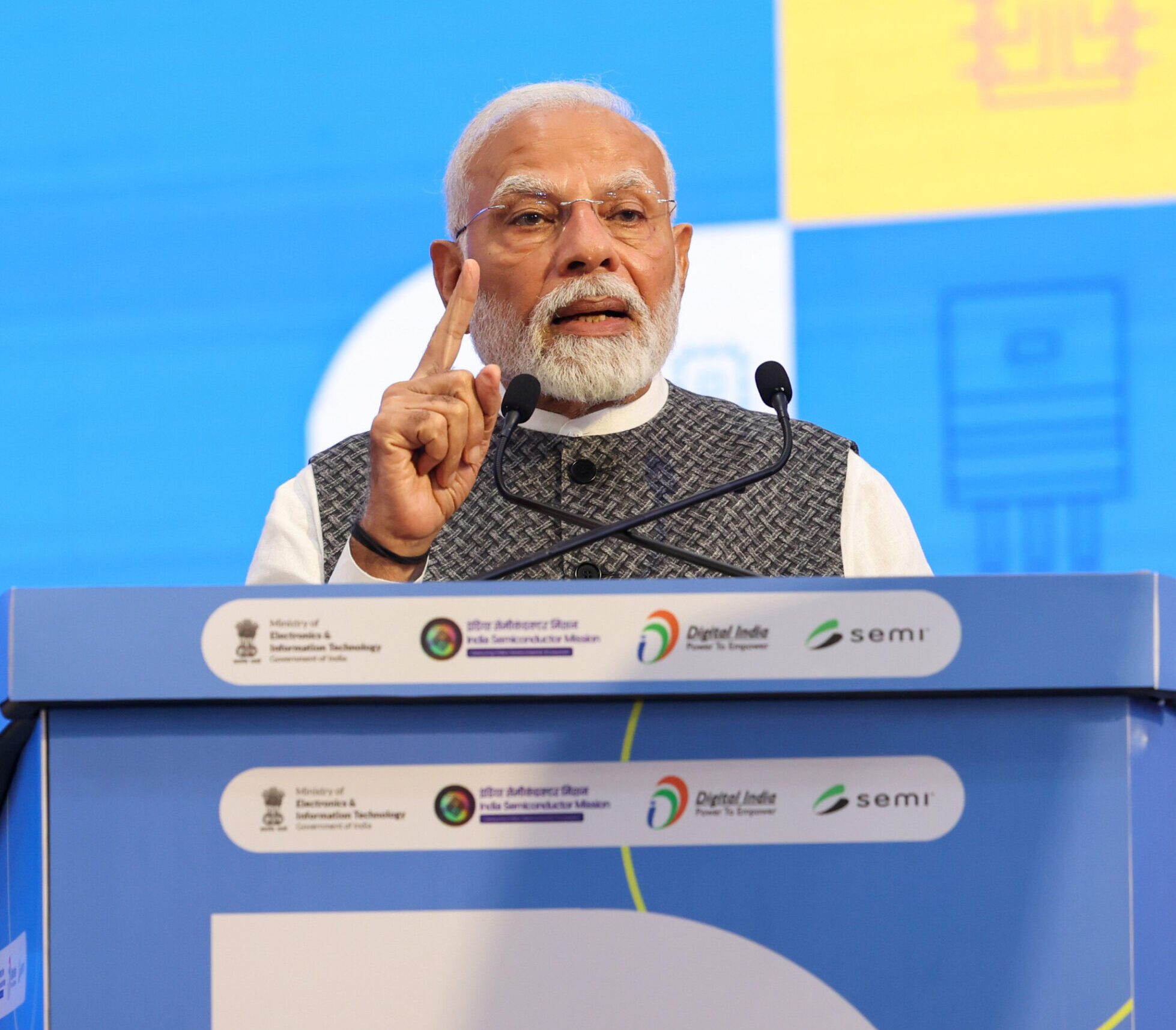 PM visits an exhibition during the inauguration of SEMICON India 2024 at India Expo Mart, Greater Noida, in Uttar Pradesh on September 11, 2024.