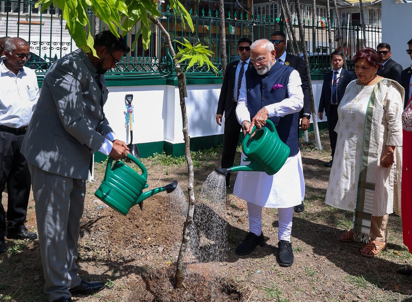 PM and President of Guyana, Dr. Irfaan Ali take part in the ‘Ek Ped Maa Ke Naam’ movement