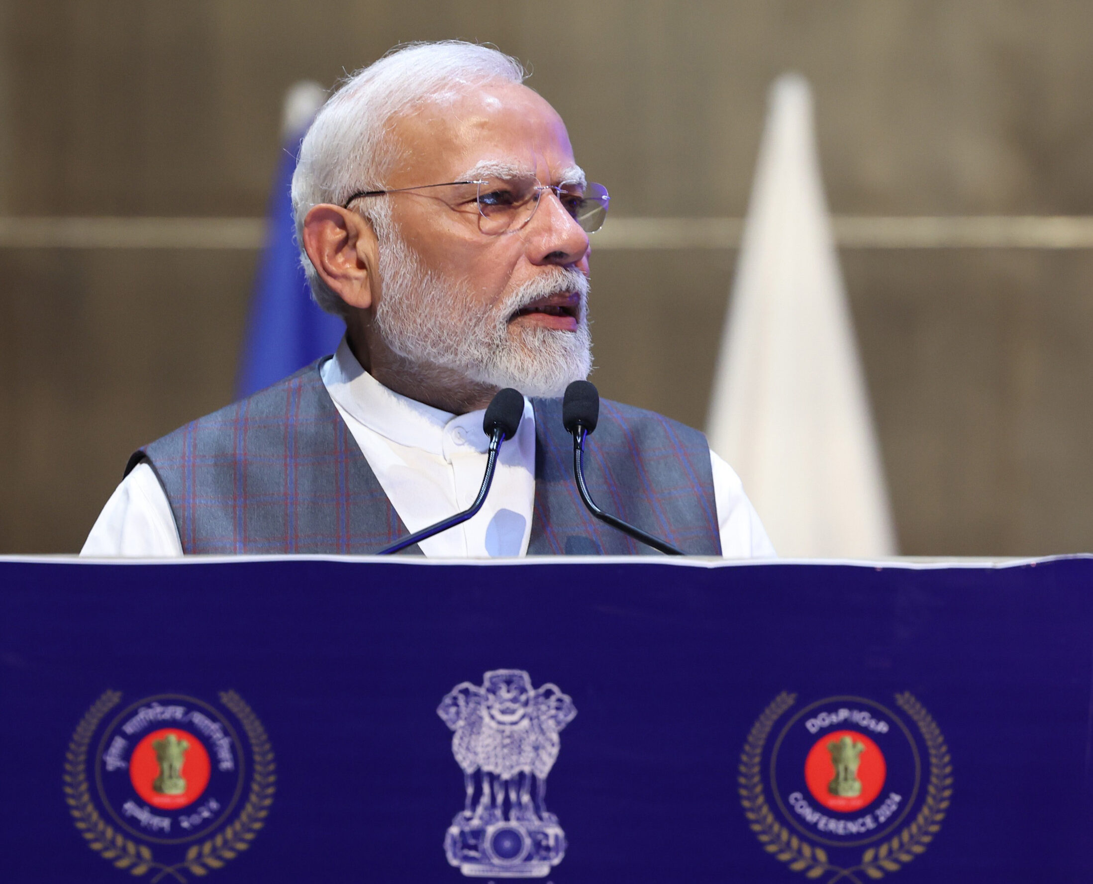 PM attends the 59th All India Conference of Director Generals/Inspector Generals of Police at Bhubaneswar, in Odisha on December 01, 2024.