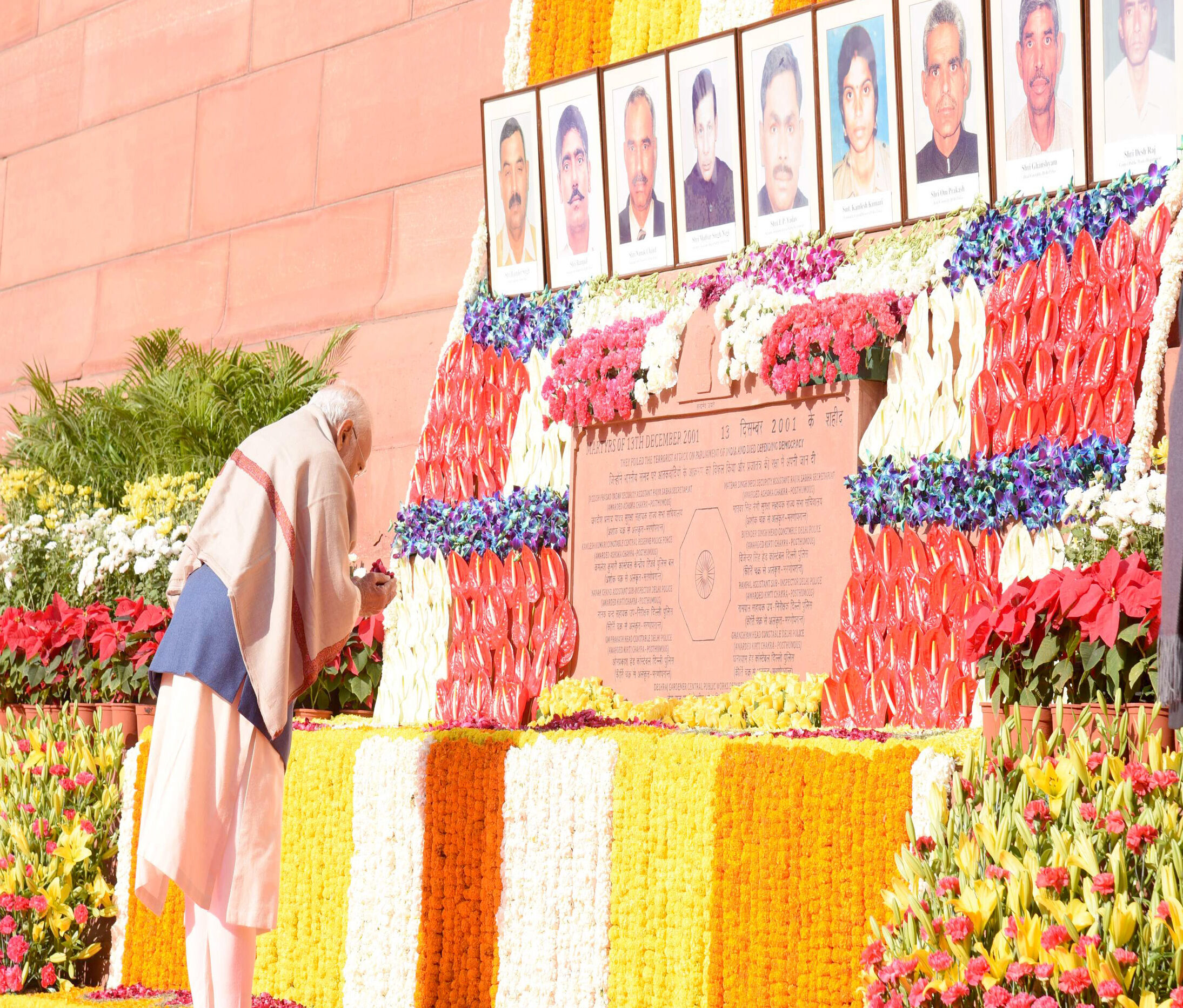 PM pays tribute to Victims of 2001 Parliament Attack at Parliament House, in New Delhi on December 13, 2024.