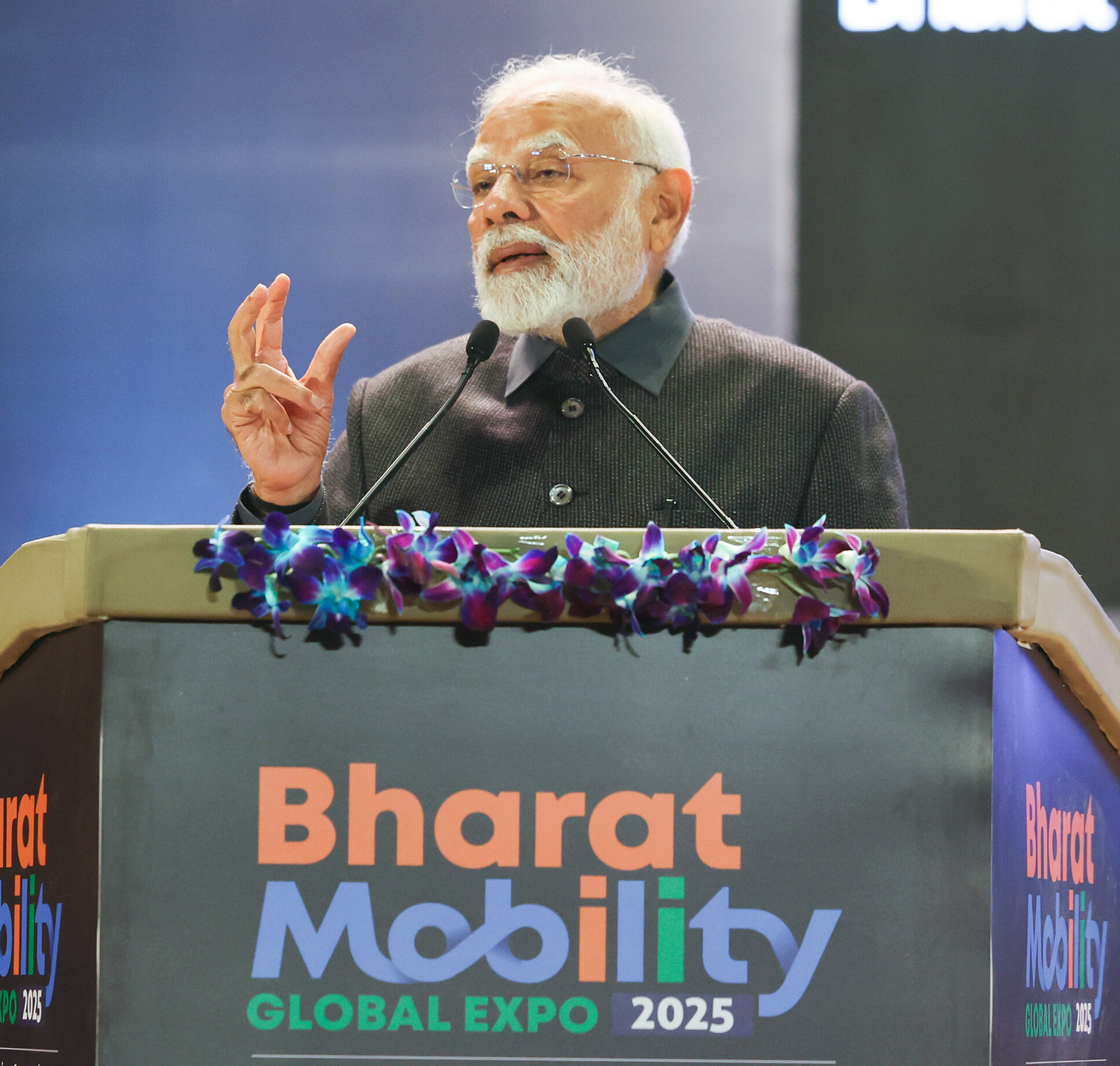 PM visits an exhibition at the Bharat Mobility Global Expo 2025 at Bharat Mandapam, in New Delhi on January 17, 2025.