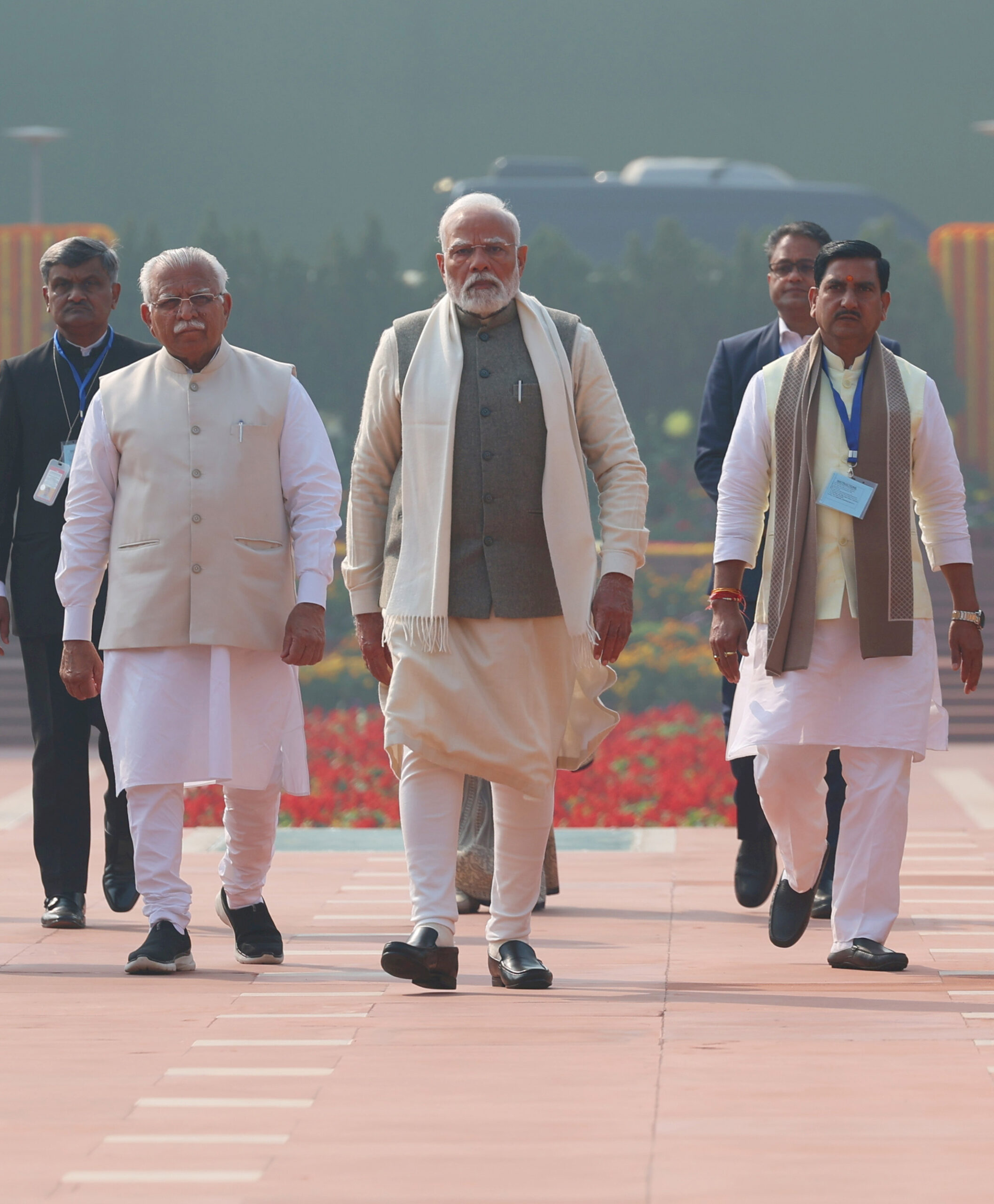 PM arrives at the Gandhi Smriti on the occasion of the Martyrs Day, in New Delhi on January 30, 2025.